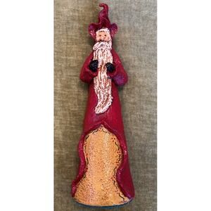 VTG Folk Art Primitive Painted Long Beard‎ Santa Father Christmas Resin Figurine